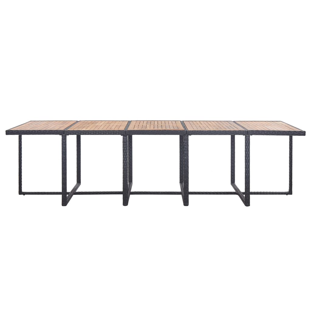 Set da Pranzo da Giardino 15 pz con Cuscini in Polyrattan Nero - homemem39