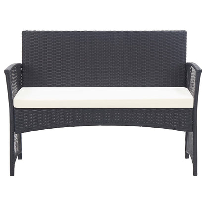 Set Divani da Giardino 4 pz con Cuscini in Polyrattan Nero - homemem39