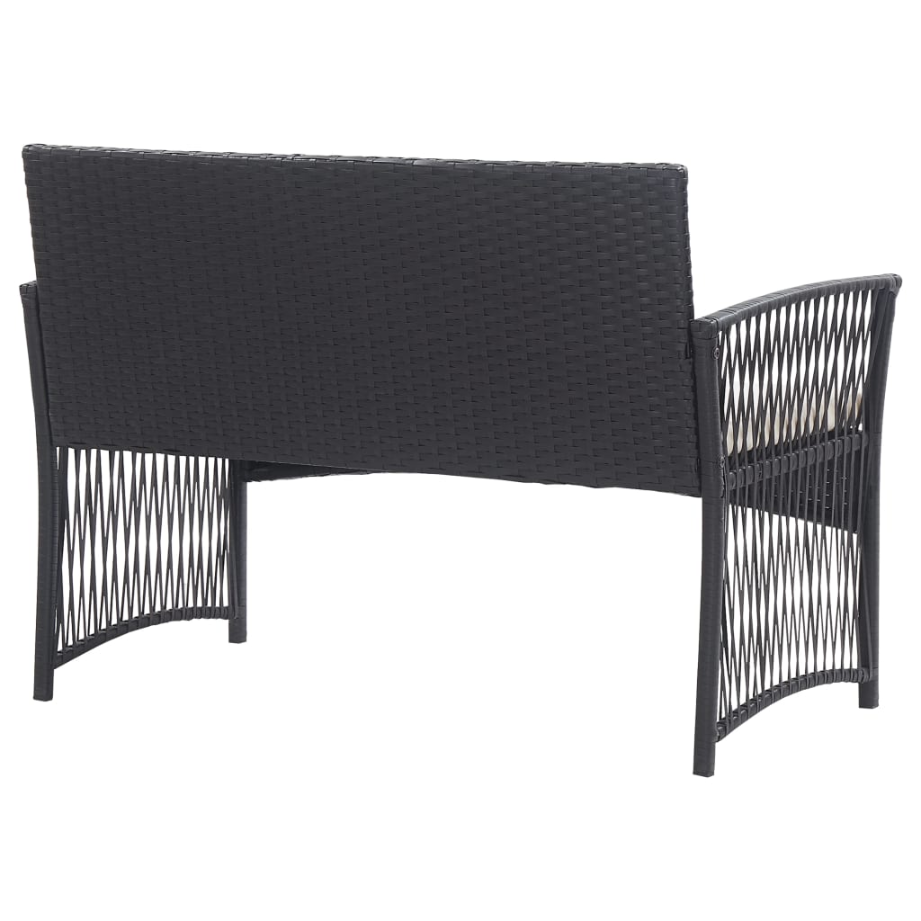 Set Divani da Giardino 4 pz con Cuscini in Polyrattan Nero - homemem39