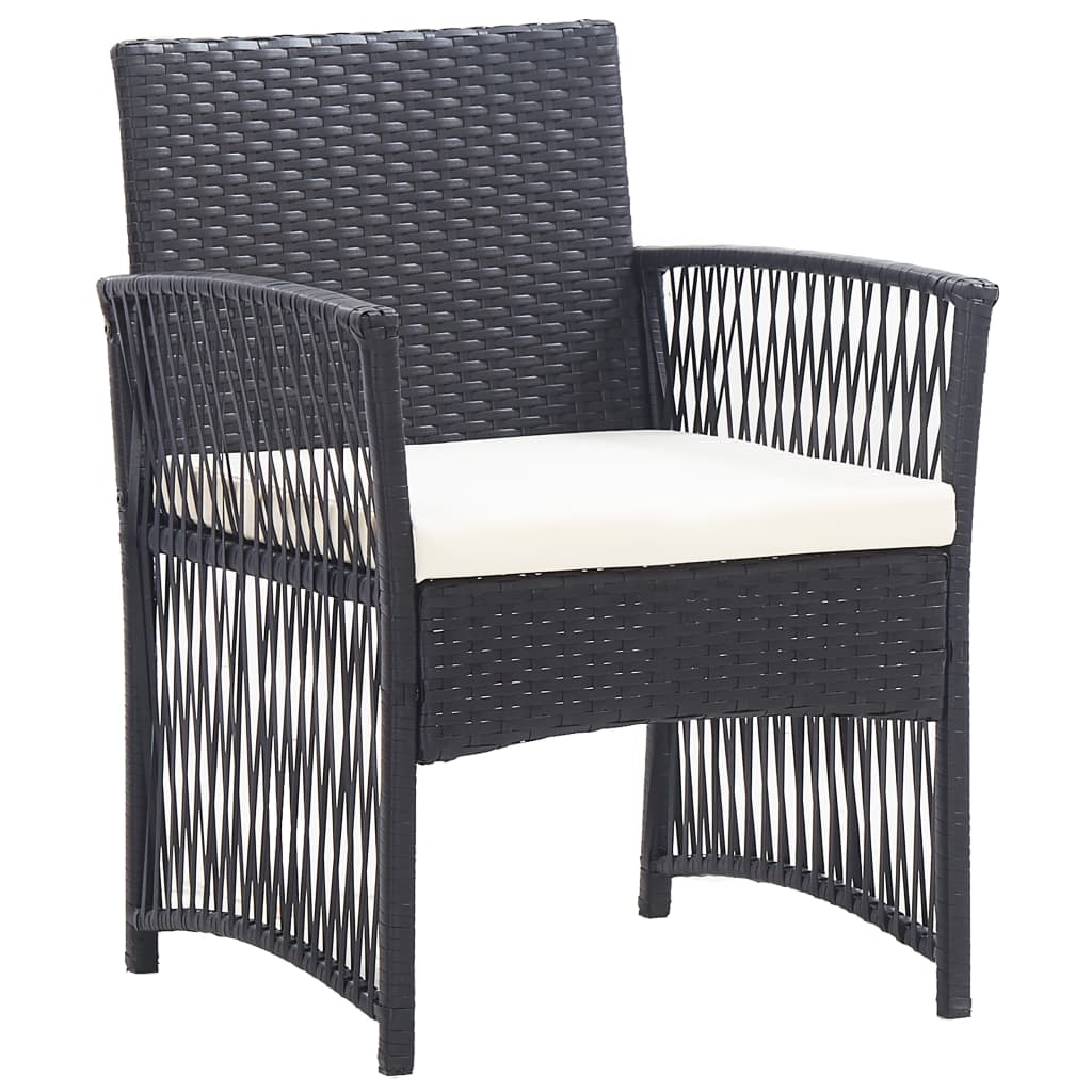 Set Divani da Giardino 4 pz con Cuscini in Polyrattan Nero - homemem39