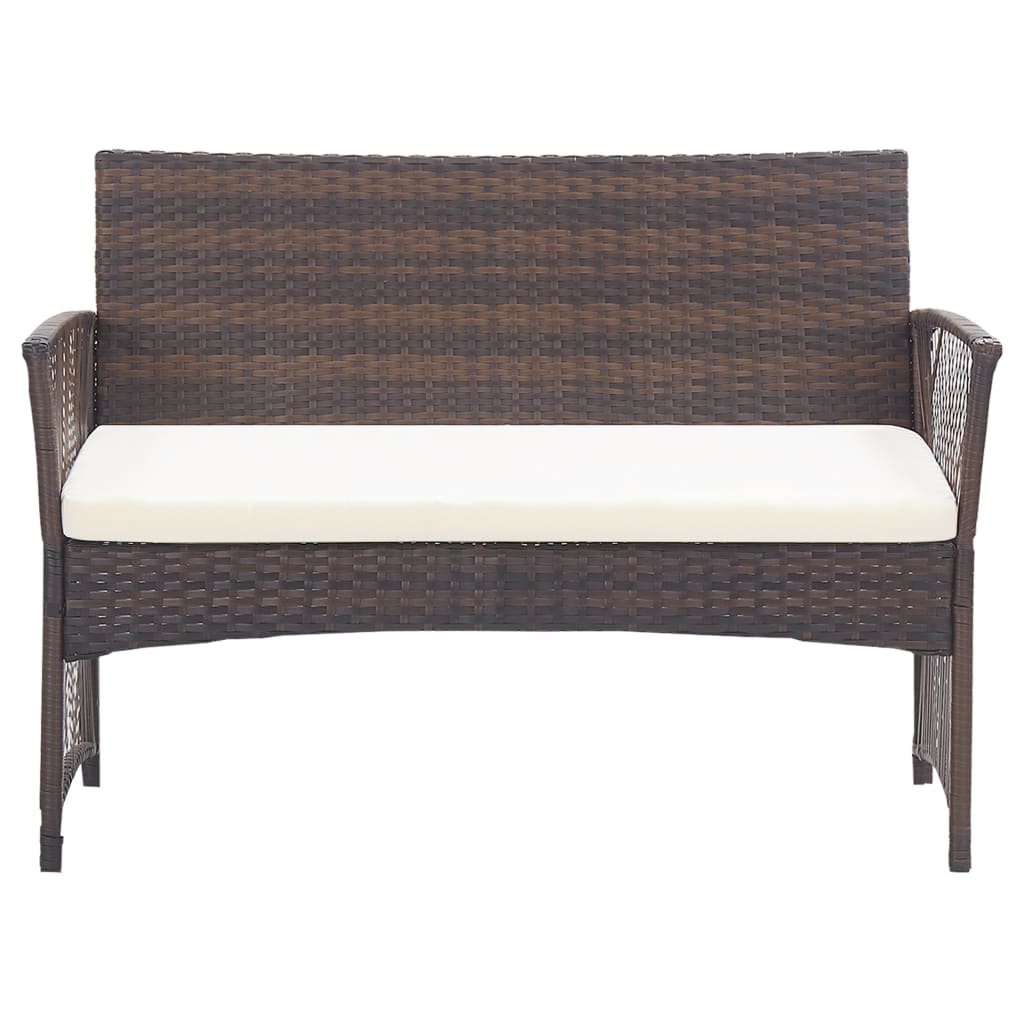 Set Divani da Giardino 4 pz con Cuscino in Polyrattan Marrone - homemem39