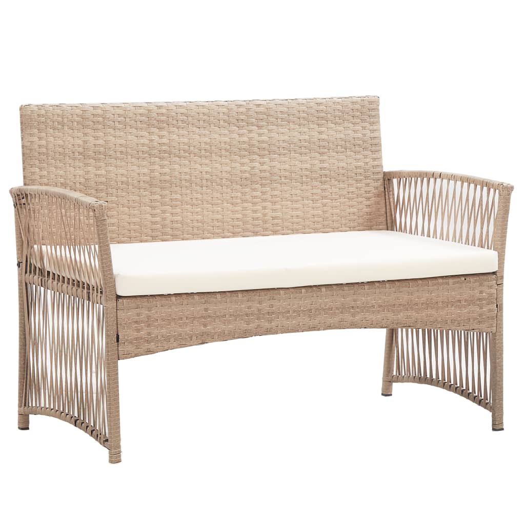 Set Divani da Giardino 4 pz con Cuscino in Polyrattan Beige - homemem39