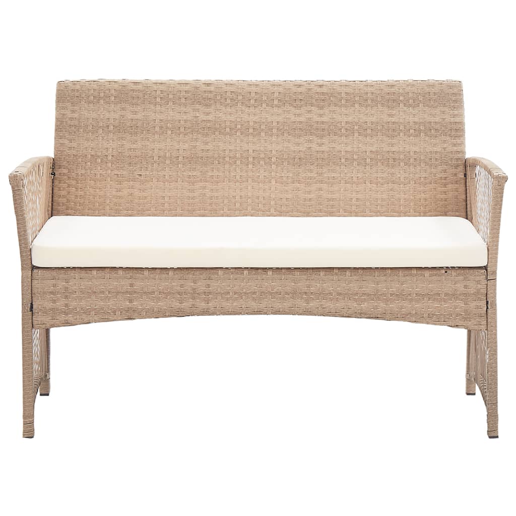 Set Divani da Giardino 4 pz con Cuscino in Polyrattan Beige - homemem39