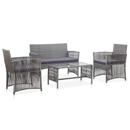 Set Divani da Giardino 4 pz con Cuscini in Polyrattan Antracite - homemem39