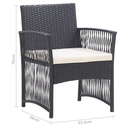 Poltrone da Giardino con Cuscini 2 pz Nere in Polyrattan - homemem39