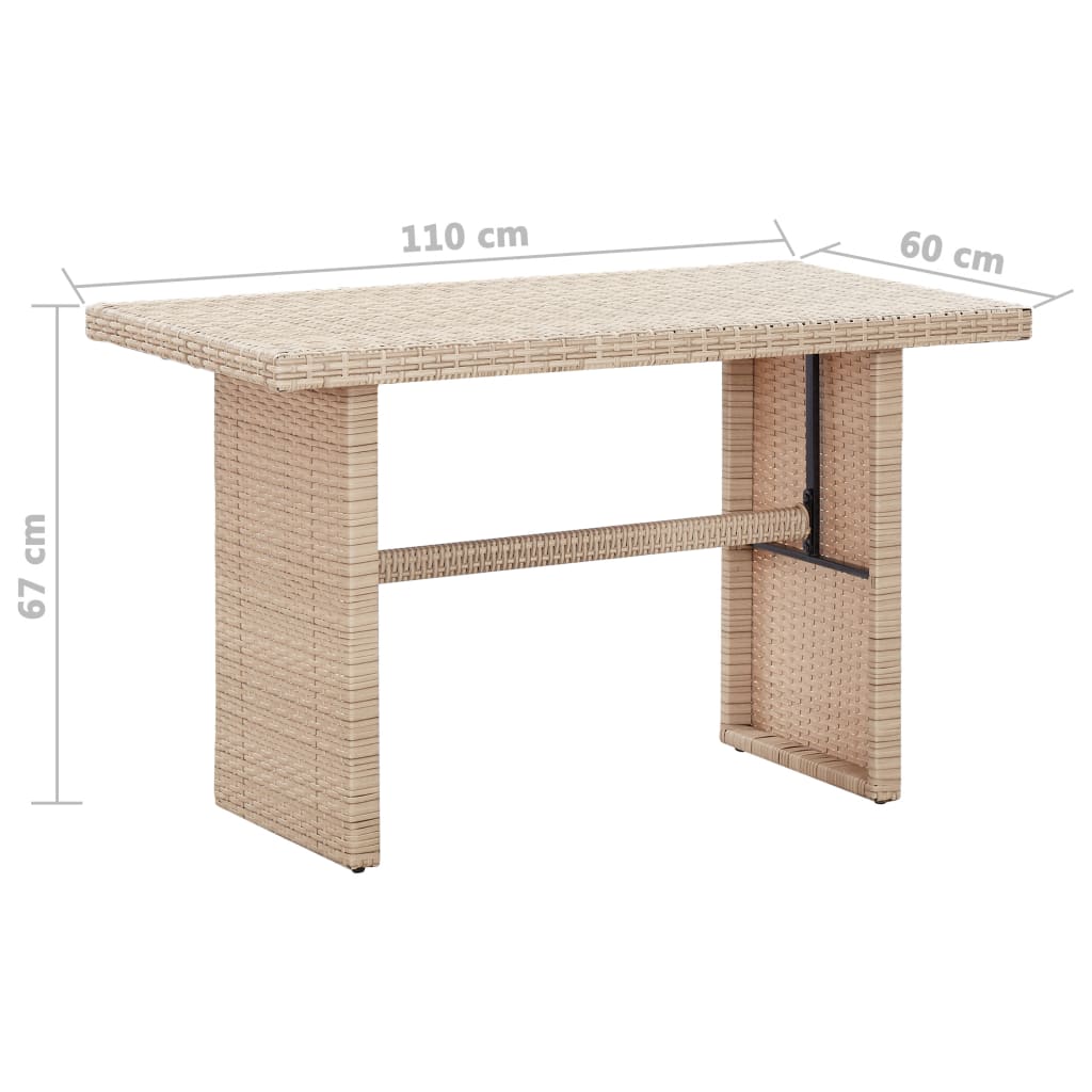 Tavolo da Giardino Beige 110x60x67 cm in Polyrattan - homemem39