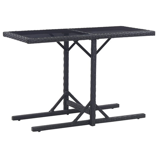 Tavolo da Giardino Nero 110x53x72 cm in Vetro e Polyrattan - homemem39