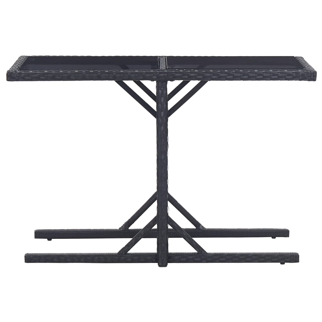 Tavolo da Giardino Nero 110x53x72 cm in Vetro e Polyrattan - homemem39