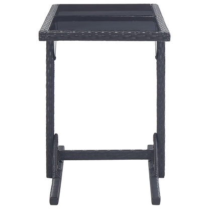 Tavolo da Giardino Nero 110x53x72 cm in Vetro e Polyrattan - homemem39