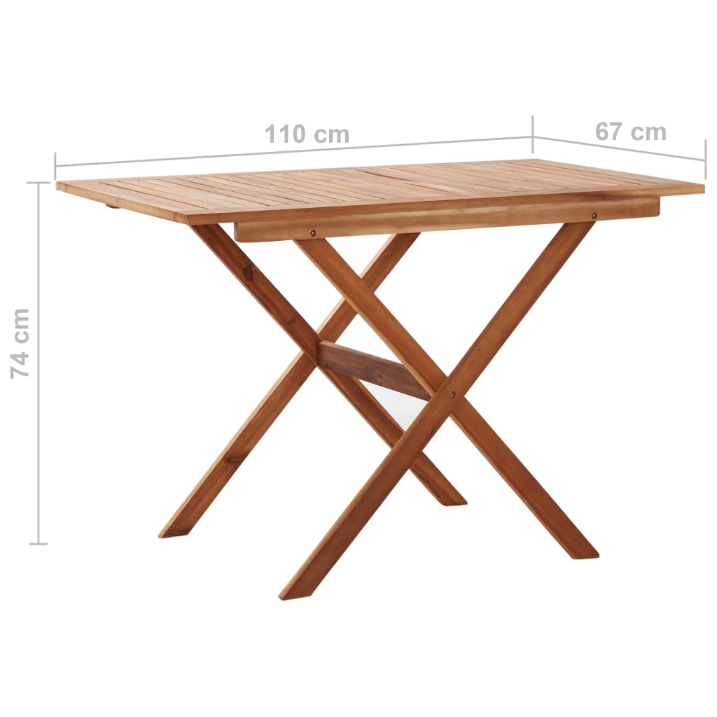 Tavolo da Giardino 110x67x74 cm in Legno Massello di Acacia - homemem39
