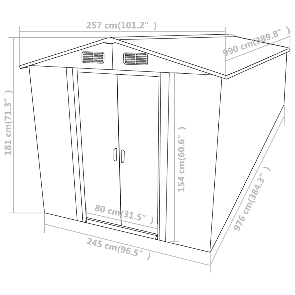 Capanno da Giardino Marrone 257x990x181 cm in Acciaio Zincato - homemem39