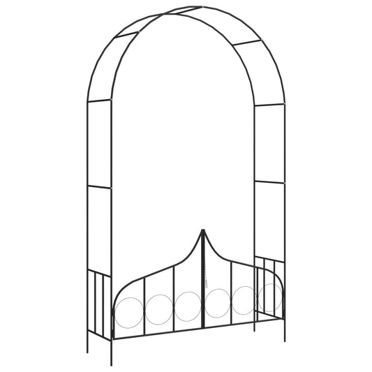 Arco da Giardino con Porta Nero 138x40x238 cm in Ferro - homemem39