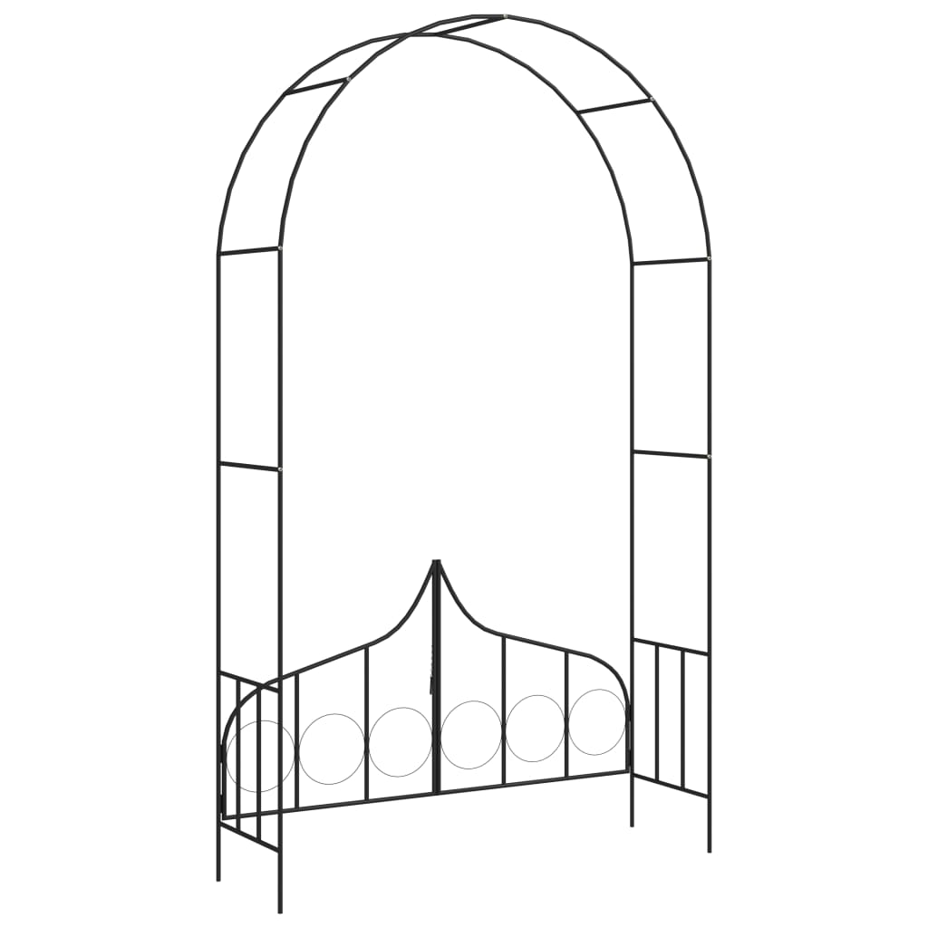 Arco da Giardino con Porta Nero 138x40x238 cm in Ferro - homemem39