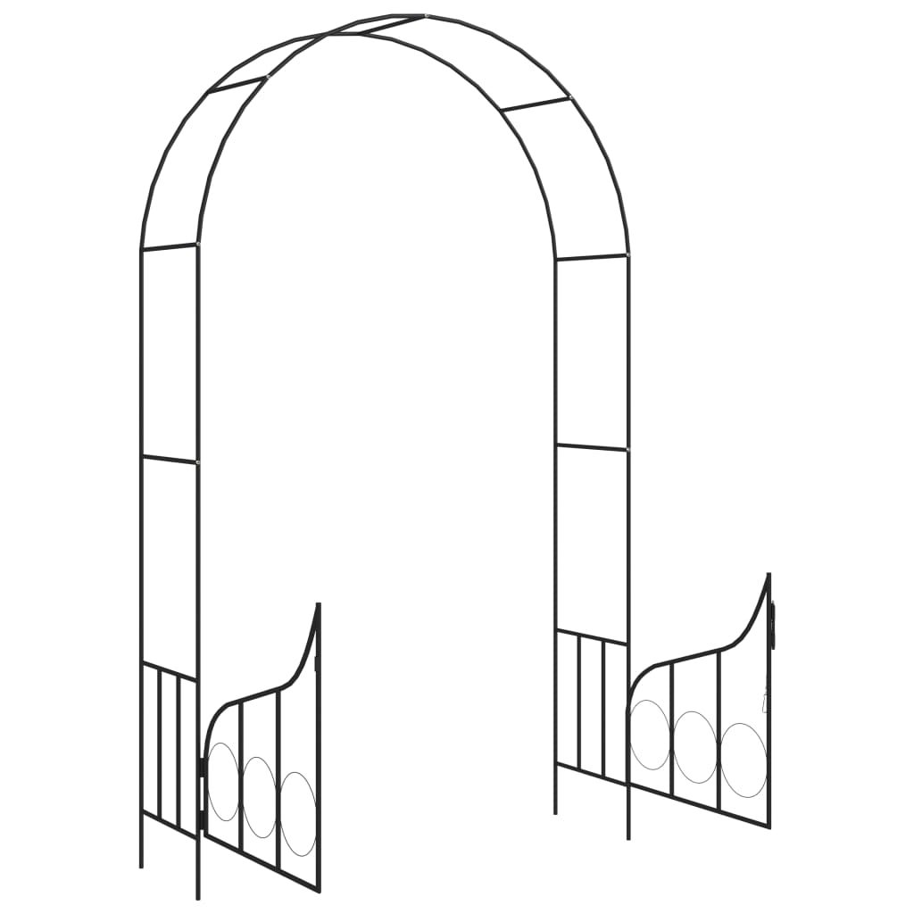 Arco da Giardino con Porta Nero 138x40x238 cm in Ferro - homemem39