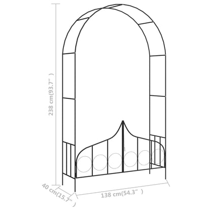 Arco da Giardino con Porta Nero 138x40x238 cm in Ferro - homemem39
