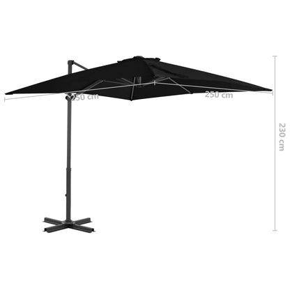 Ombrellone a Sbalzo con Palo Alluminio Nero 250x250 cm - homemem39