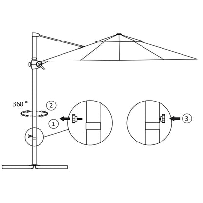 Ombrellone a Sbalzo con Palo in Acciaio 250x250 cm Nero - homemem39