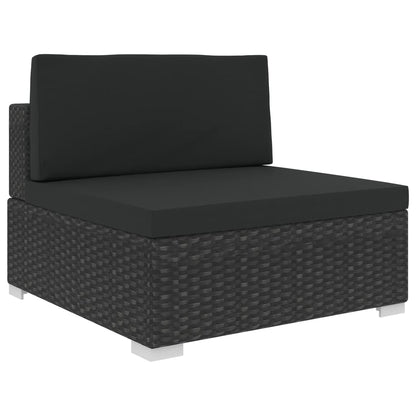 Set Divani da Giardino 7 pz con Cuscini in Polyrattan Nero - homemem39