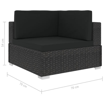 Set Divani da Giardino 7 pz con Cuscini in Polyrattan Nero - homemem39