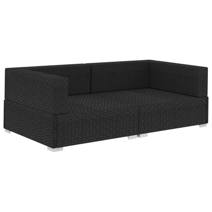 Poltrone Modulari ad Angolo con Cuscini 2 pz Polyrattan Nero - homemem39