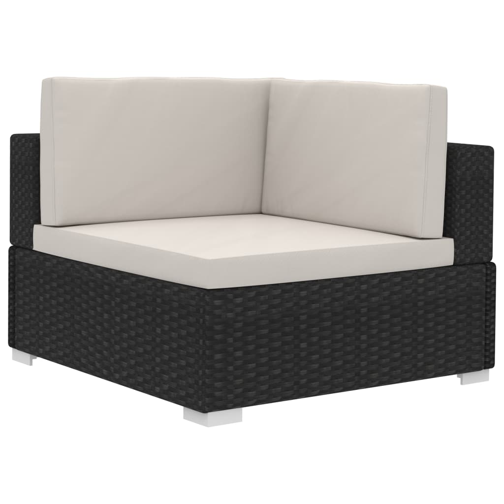 Poltrone Modulari ad Angolo con Cuscini 2 pz Polyrattan Nero - homemem39