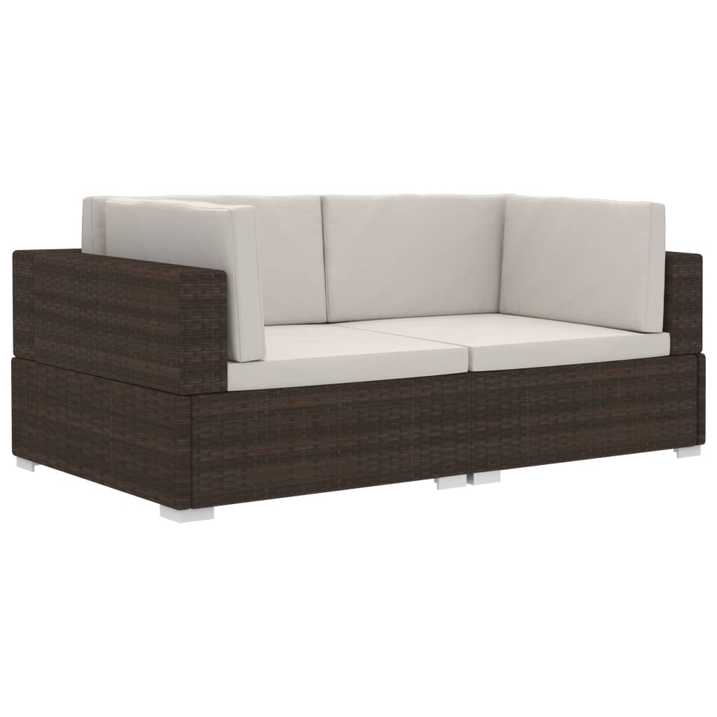 Poltrone Modulari ad Angolo con Cuscini 2 pz Polyrattan Marrone - homemem39