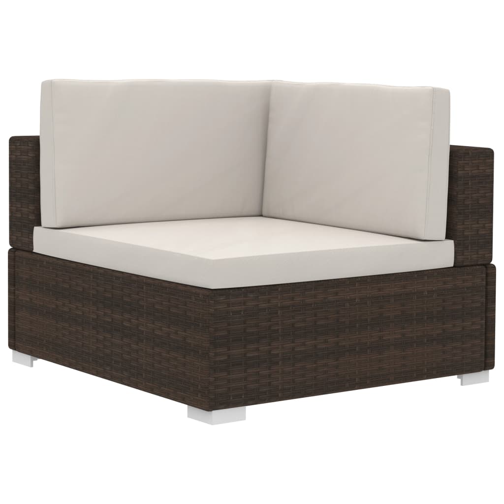 Poltrone Modulari ad Angolo con Cuscini 2 pz Polyrattan Marrone - homemem39