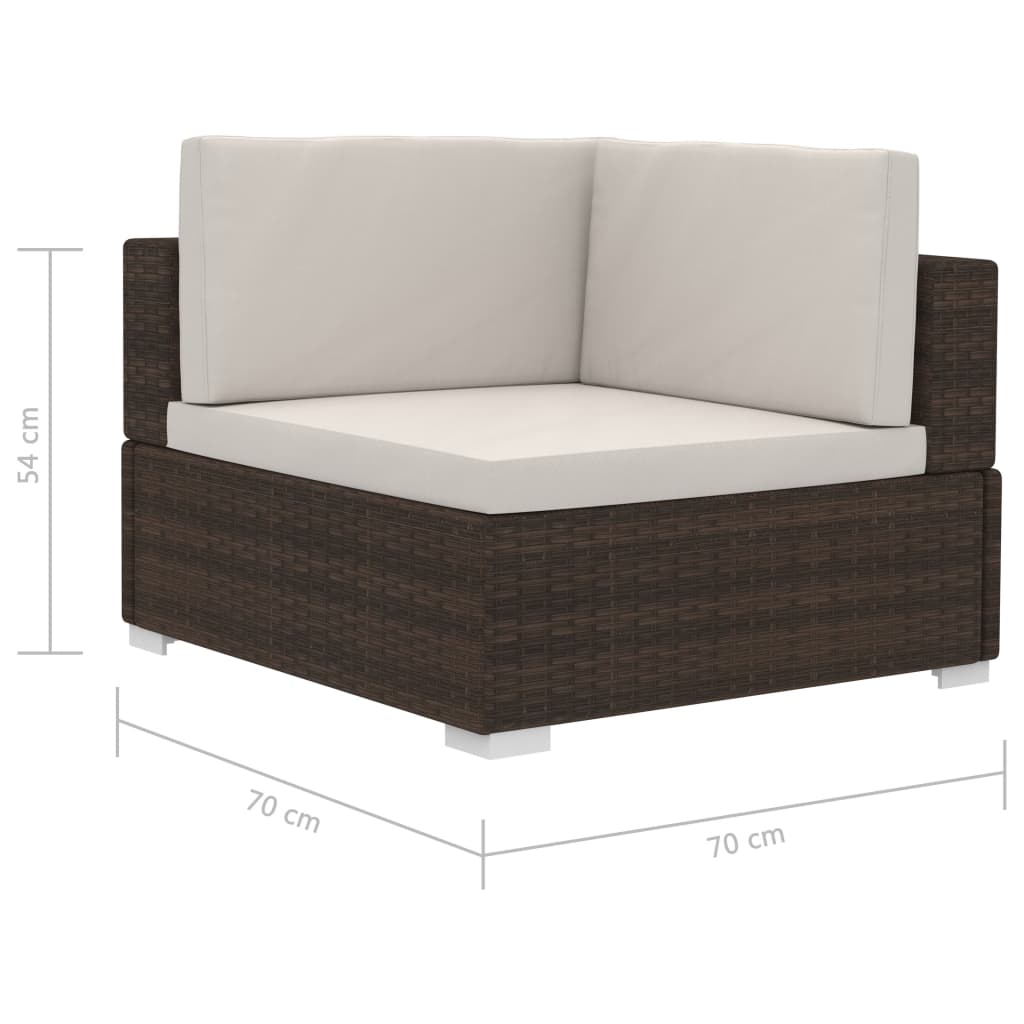 Poltrone Modulari ad Angolo con Cuscini 2 pz Polyrattan Marrone - homemem39