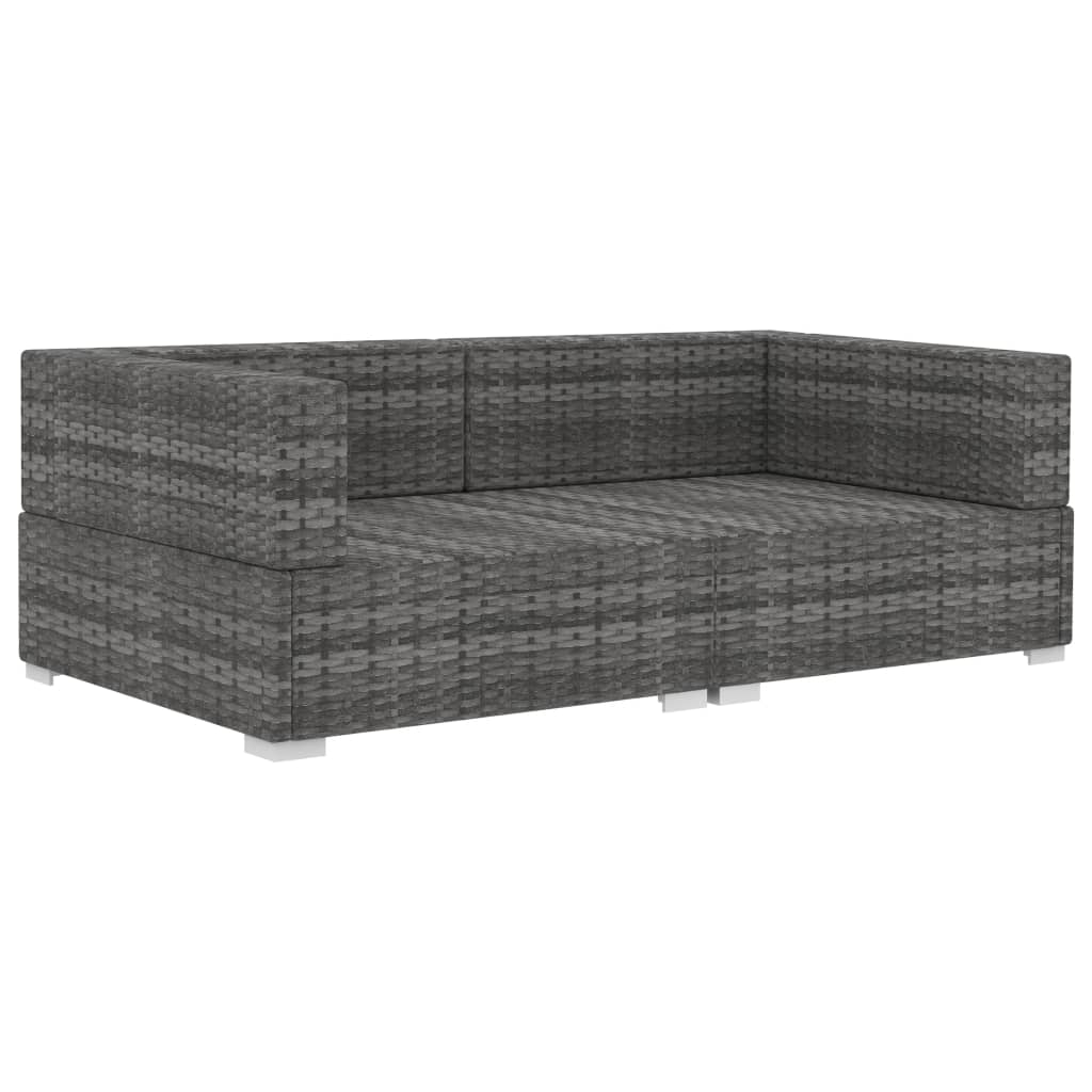 Poltrone Modulari ad Angolo con Cuscini 2 pz Polyrattan Grigio - homemem39