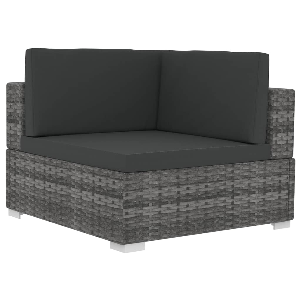 Poltrone Modulari ad Angolo con Cuscini 2 pz Polyrattan Grigio - homemem39