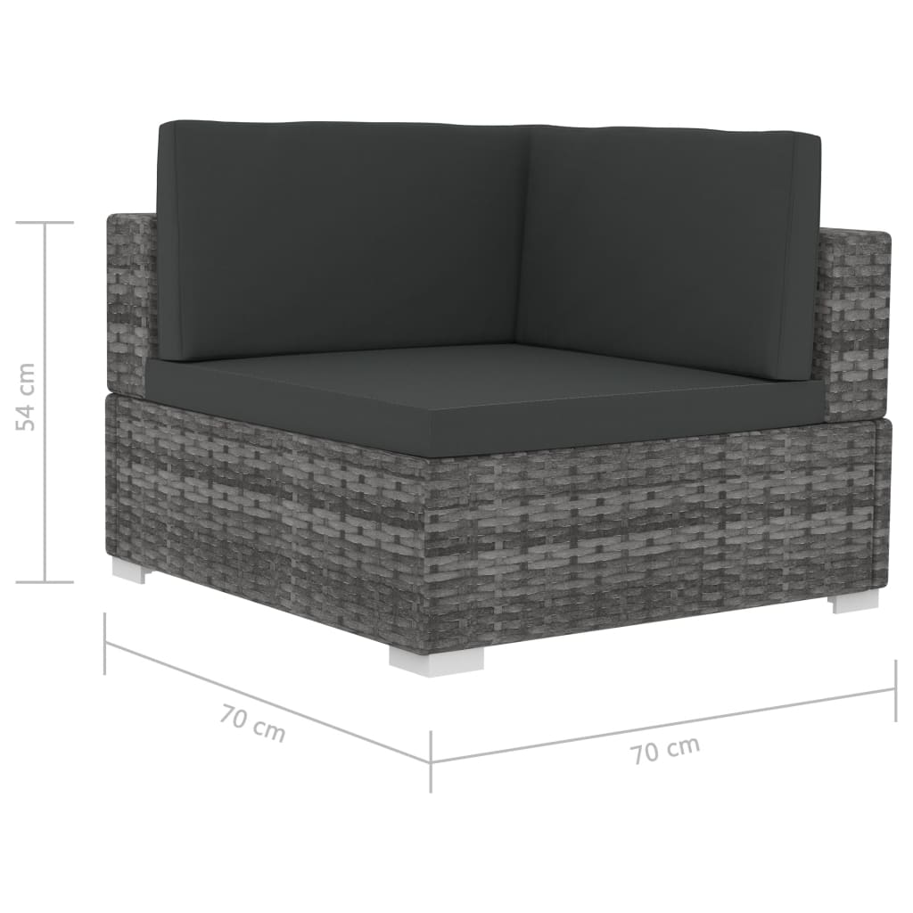 Poltrone Modulari ad Angolo con Cuscini 2 pz Polyrattan Grigio - homemem39