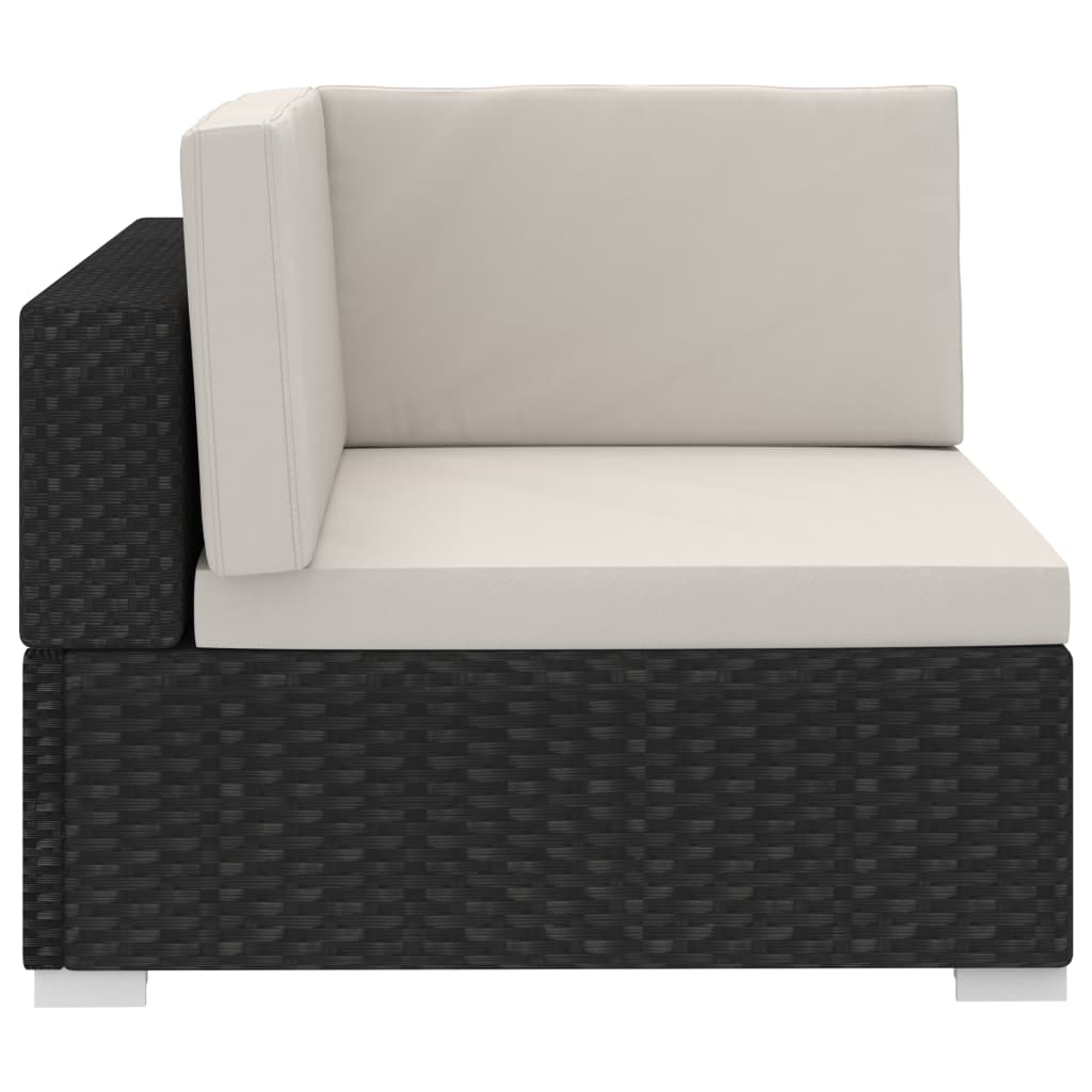 Set Divani da Giardino 3 pz con Cuscini in Polyrattan Nero - homemem39