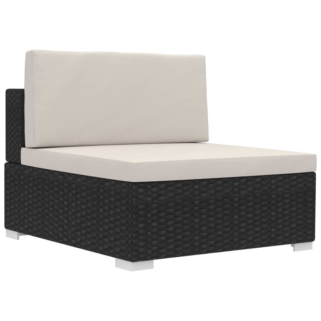 Set Divani da Giardino 3 pz con Cuscini in Polyrattan Nero - homemem39