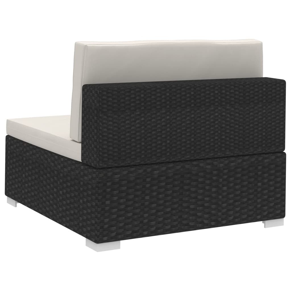 Set Divani da Giardino 3 pz con Cuscini in Polyrattan Nero - homemem39