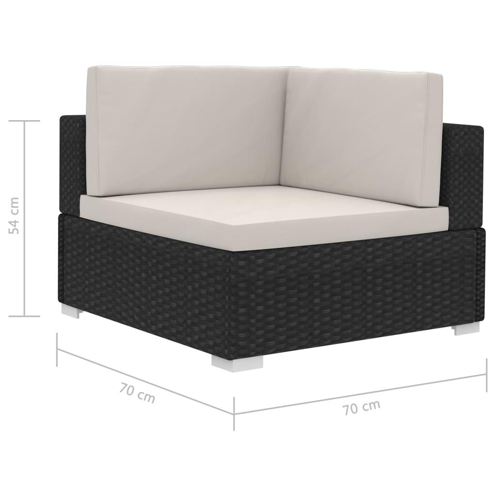 Set Divani da Giardino 3 pz con Cuscini in Polyrattan Nero - homemem39