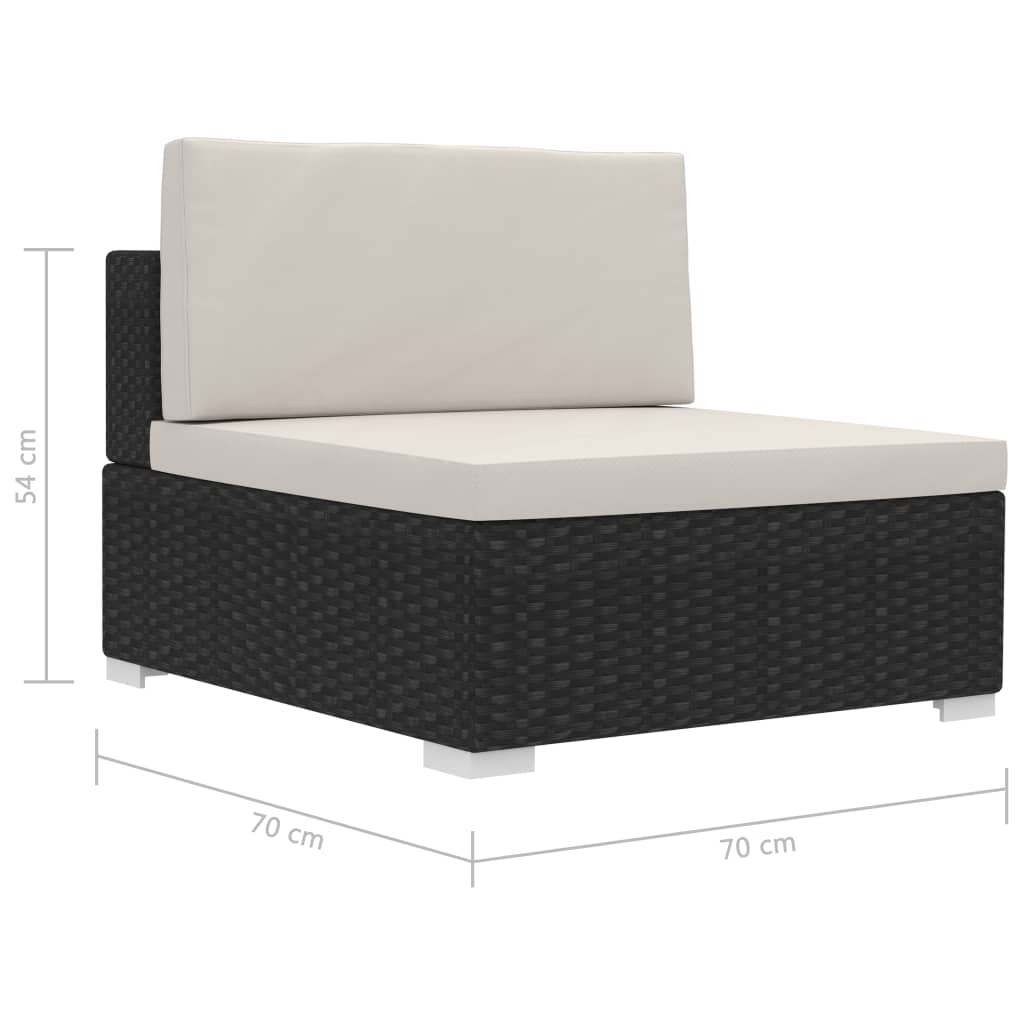 Set Divani da Giardino 3 pz con Cuscini in Polyrattan Nero - homemem39