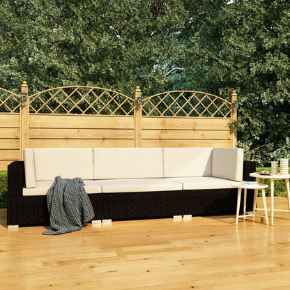 Set Divani da Giardino 3 pz con Cuscini in Polyrattan Nero - homemem39