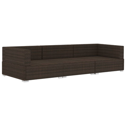 Set Divani da Giardino 3 pz con Cuscini in Polyrattan Marrone - homemem39