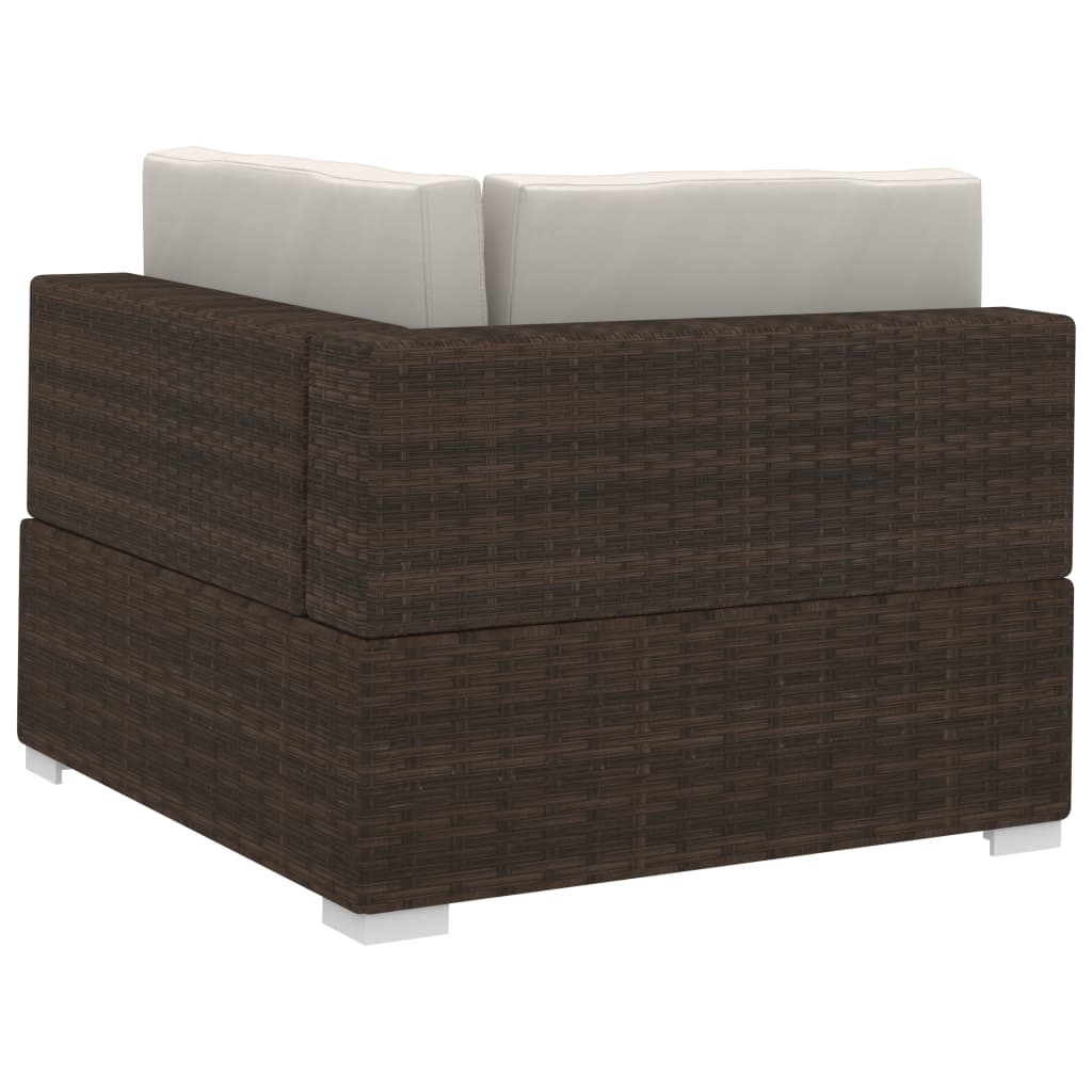 Set Divani da Giardino 3 pz con Cuscini in Polyrattan Marrone - homemem39