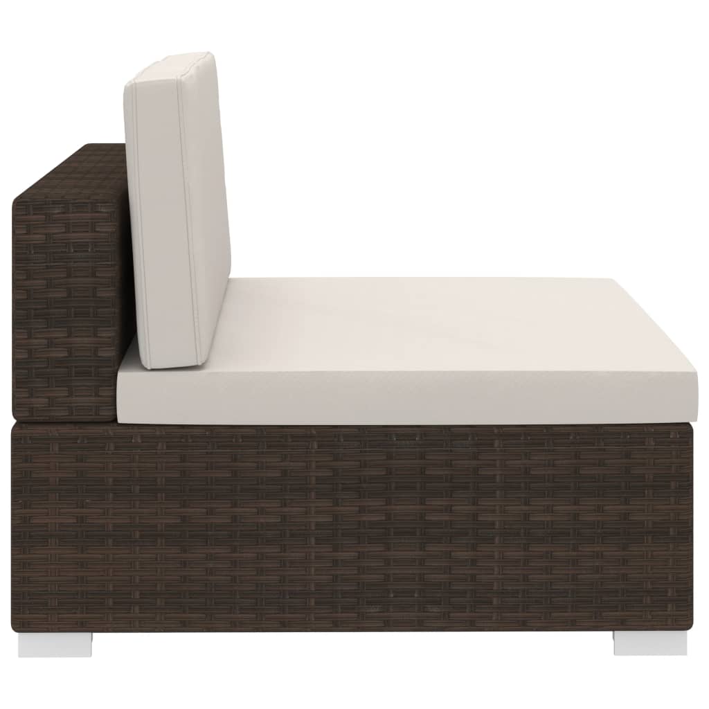 Set Divani da Giardino 3 pz con Cuscini in Polyrattan Marrone - homemem39