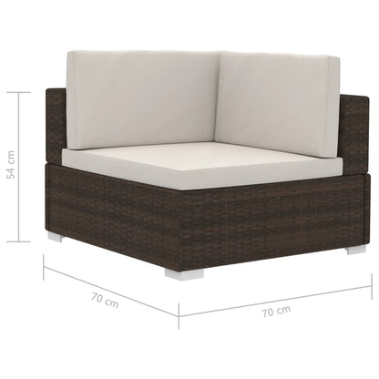 Set Divani da Giardino 3 pz con Cuscini in Polyrattan Marrone - homemem39