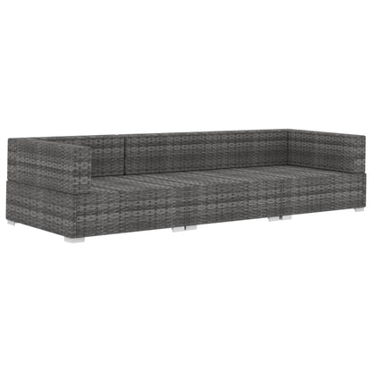 Set Divani da Giardino 3 pz con Cuscini in Polyrattan Grigio - homemem39