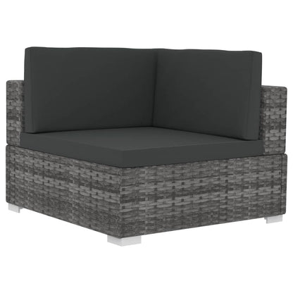 Set Divani da Giardino 3 pz con Cuscini in Polyrattan Grigio - homemem39