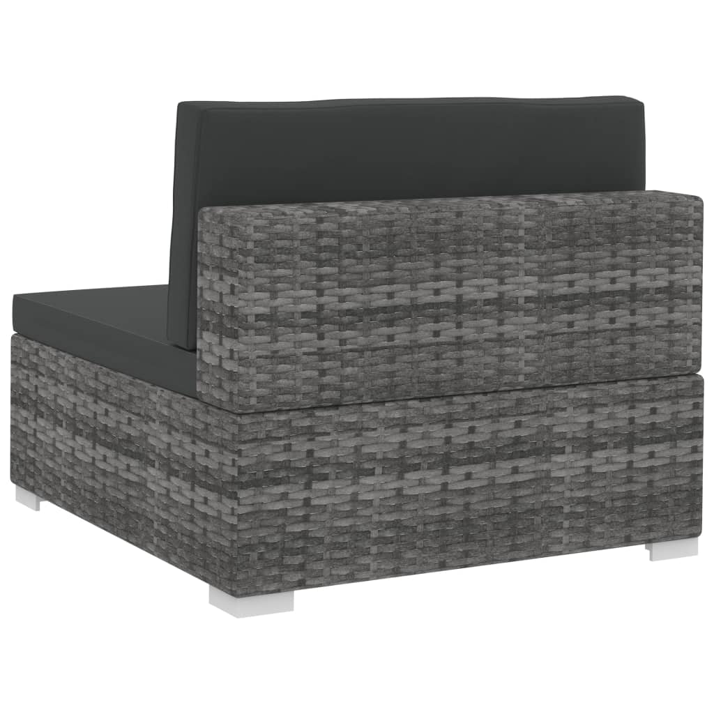 Set Divani da Giardino 3 pz con Cuscini in Polyrattan Grigio - homemem39