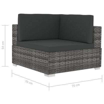 Set Divani da Giardino 3 pz con Cuscini in Polyrattan Grigio - homemem39