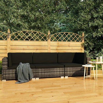 Set Divani da Giardino 3 pz con Cuscini in Polyrattan Grigio - homemem39