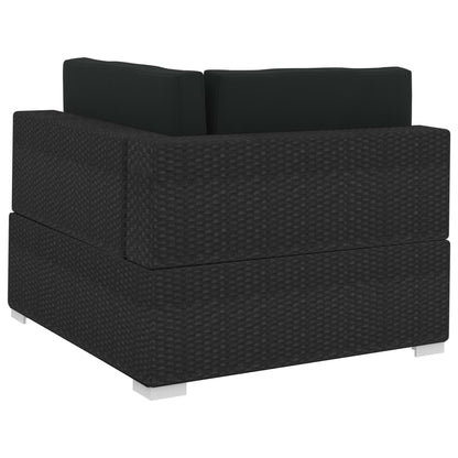 Set Divani da Giardino 3 pz con Cuscini in Polyrattan Nero - homemem39