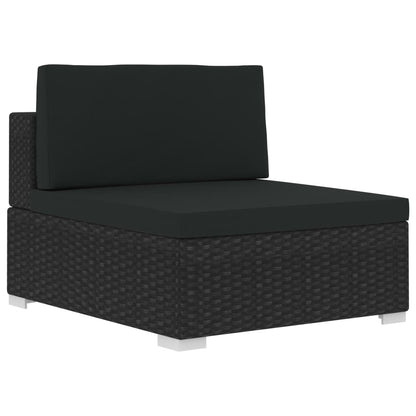 Set Divani da Giardino 3 pz con Cuscini in Polyrattan Nero - homemem39