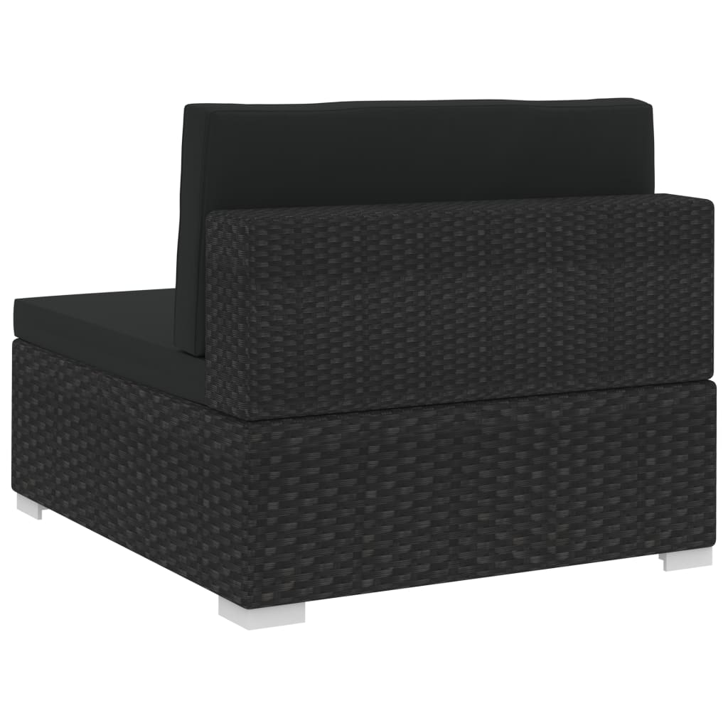 Set Divani da Giardino 3 pz con Cuscini in Polyrattan Nero - homemem39