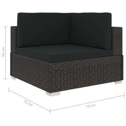 Set Divani da Giardino 3 pz con Cuscini in Polyrattan Nero - homemem39